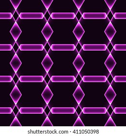 Pink dark seamless background with shining laser ornaments - magic crystals / gems / diamonds