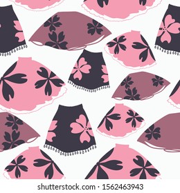 Pink and dark skirts vector seamless pattern background