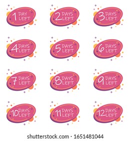 Pink "Days Left" promotional marketing badge