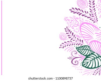 Pink decor flower in the right white background