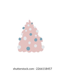 Ilustración vectorial de árbol de Navidad decorada de color rosa.