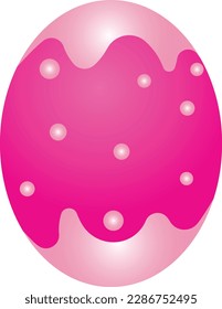 Pink decorated Easter egg. Images for use in design, decoration stickers. Vector illustration isolated on white background.