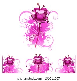Pink decoration flowers. make presentations, greeting cards, greetings, the composition can be put in the corners and the middle of the plate