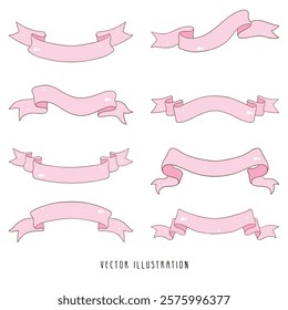 Pink Decorative Banner Collection. Vector Illustration