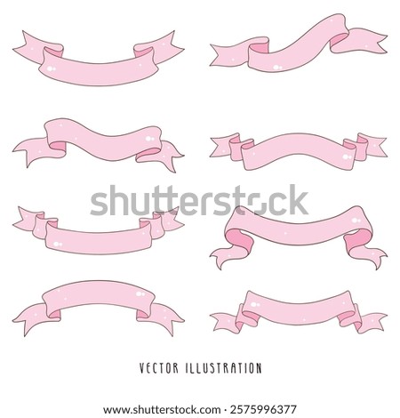 Pink Decorative Banner Collection. Vector Illustration