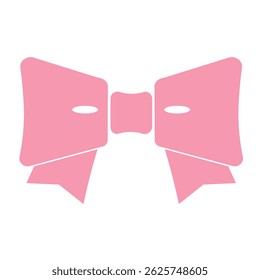 pink decorative bow for gift decoration. Ribbon bow on white background.
