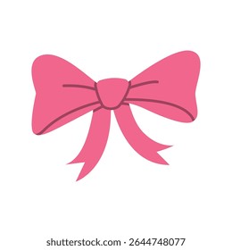 Pink Decorative Bow with Ribbons – Vector Illustration on White Background, Perfect for Gift Wrapping, Invitations, Celebration, Feminine Design, and Creative Decorative Projects