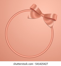 Pink decorative bow Vector illustration Shiny satin pink bow with ribbon on the same color background Realistic style