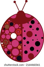 Pink decorative ladybug. Vector file for creating designs.