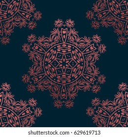 Pink Decorative Mandala. Rose quartz Vintage, ethnic element. Oriental pattern, vector illustration for wedding invitations, greeting cards. Islam, Arabic, indian, turkish pakistan chinese motifs