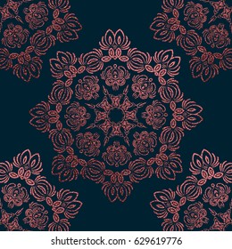 Pink Decorative Mandala. Rose quartz Vintage, ethnic element. Oriental pattern, vector illustration for wedding invitations, greeting cards. Islam, Arabic, indian, turkish pakistan chinese motifs