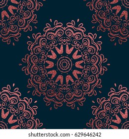 Pink Decorative Mandala. Rose quartz Vintage, ethnic element. Oriental pattern, vector illustration for wedding invitations, greeting cards. Islam, Arabic, indian, turkish pakistan chinese motifs