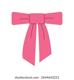 Pink Decorative Ribbon Bow Illustration with Flowing Tails on White Background — Ideal for Festive, Elegant, and Gift-Related Designs