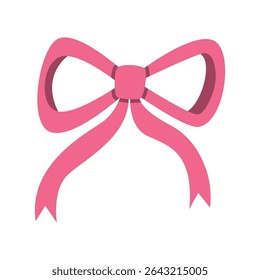 Pink Decorative Ribbon Bow Isolated on White Background – Simple and Elegant Illustration for Holiday Greeting Cards, Gift Wrapping, Feminine Projects, and Festive Graphic Design Elements