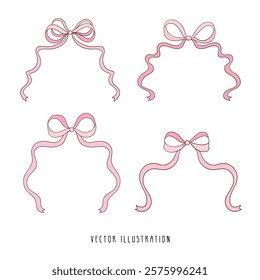 Pink Decorative Ribbon bow.Vector Illustration