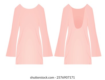 Pink  deep low back dress. vector