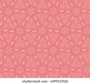 pink delicate and beautiful floral pattern and leaves in seamless tile. for textile, fabric, invitation cards, occasions and festive packaging and wrapping, backgrounds, wallpaper and backdrops