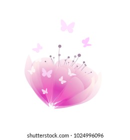 Pink delicate flowers object. Vector