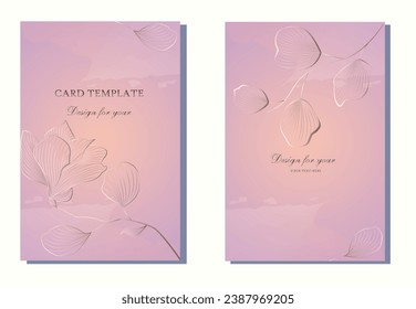 Pink delicate watercolor vector background with transparent leaves and golden flower. Template for card, happy birthday card, greeting cards, weddings, flyers, invitations, wedding invitations, partie