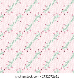 Pink delicate wildflowers seamless vector pattern. Romantic springtime blooms surface print design. For fabrics, stationery, and packaging.