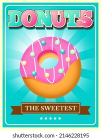 Pink, delicious, fresh and sweet donut