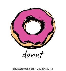 Pink Delicious Glazed Donut Illustration