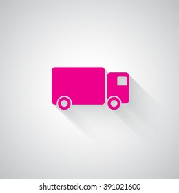 Pink Delivery Truck web icon on light grey background