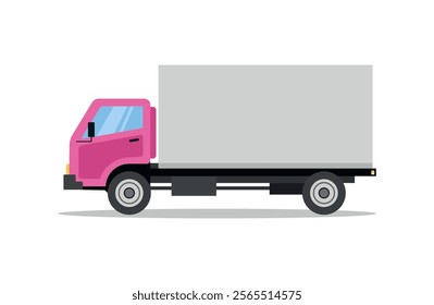 pink delivery van. Delivery services commercial truck vector illustration.