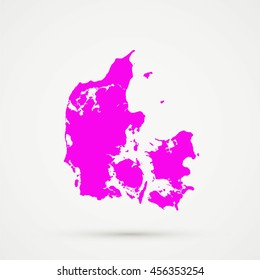 Pink Denmark Map Illustration