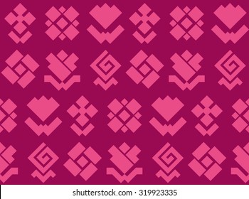 Pink densely abstract angular geometric vector floral seamless background