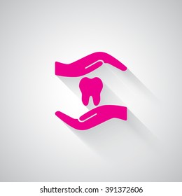 Pink Dental Care web icon on light grey background