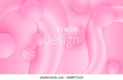 Pink design. Fluid shapes. Minimal cover design. Creative colorful wallpaper. Trendy gradient poster. Vector illustration. Abstract pink background.