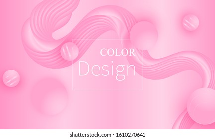 Pink design. Fluid shapes. Minimal cover design. Creative colorful wallpaper. Trendy gradient poster. Vector illustration. Abstract pink background.