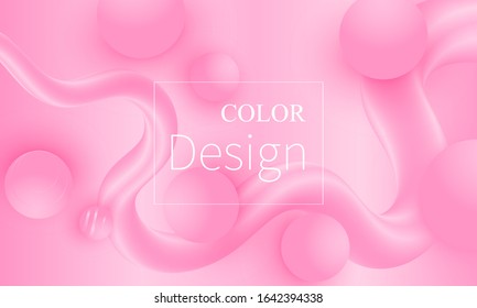 Pink design. Fluid shapes. Minimal cover design. Creative colorful wallpaper. Trendy gradient poster. Vector illustration. Abstract pink background.