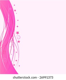Pink design template with wave design and glossy stars