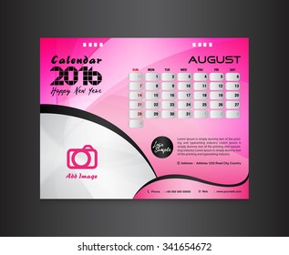 pink Desk Calendar 2016 Vector Design Template.calendar design, calendar template, vector illustration, shop,beauty,home,spa,web,printing design,calendar 2016