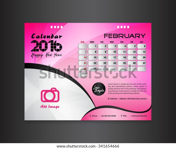 Pink Desk Calendar 2016 Vector Design Royalty Free Stock Image