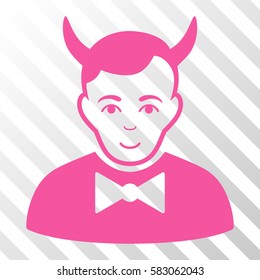 Pink Devil interface icon. Vector pictograph style is a flat symbol on diagonal hatch transparent background.
