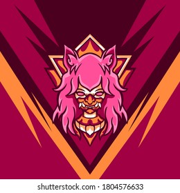 Pink Devil Player für Gaming-Maskottchen, -Zeichen, -Symbole oder andere