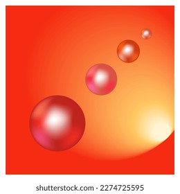 Pink diagonal balls on a red background. Soap light water bubble collection of illustration. Colorful template for printed. Design element. Vector illustration