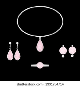 Pink diamond accessory illustration set.