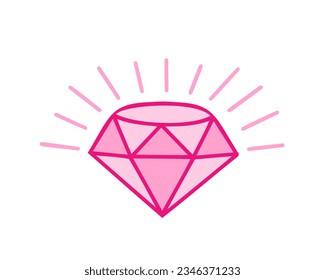 pink diamond, crystal. Vector Illustration for printing, backgrounds, covers and packaging. Image can be used for greeting cards, posters, stickers and textile. Isolated on white background.