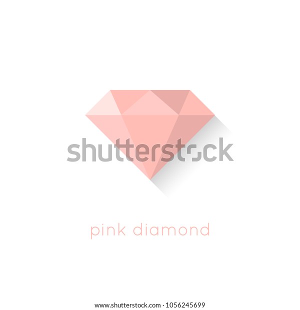 白い背景にピンクのひし形の平らなデザインイラストと影とテキスト パステル色のプレミアム水晶宝石 のベクター画像素材 ロイヤリティフリー