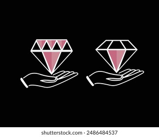 Pink Diamond in hand logo templet 