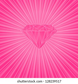 Pink diamond and light beam background