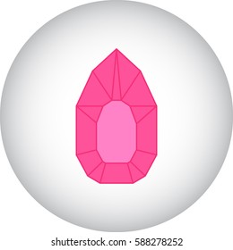 Pink diamond symbol simple flat icon on background