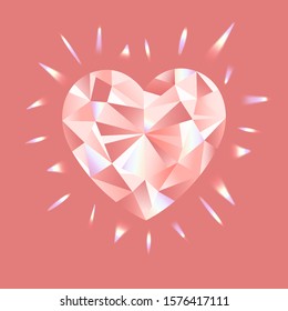 Pink Diamond vector illustration with rainbow highlights