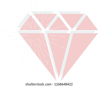 Pink diamond vector on a white background