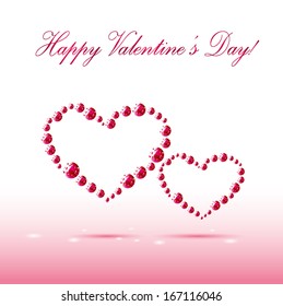 pink diamonds hearts valentine vector card