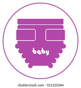 Pink diaper icon isolated on white background.